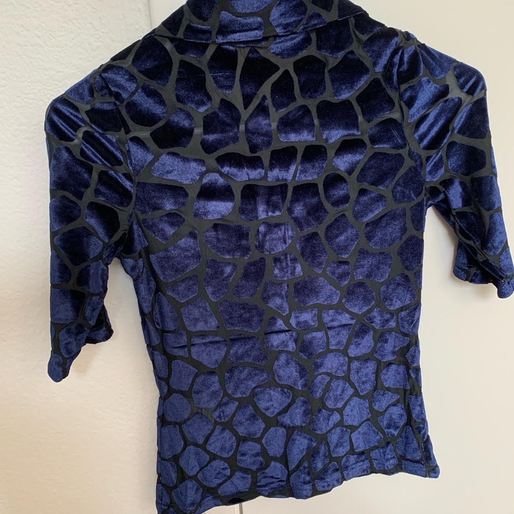 Fashion Union devore velvet mesh polo top